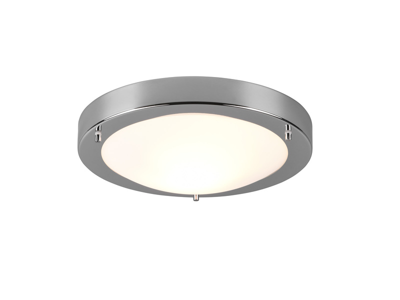 LED Bad Deckenleuchte in Chrom mit Glas Opal Weiß Badlampen, Ø 31,5cm