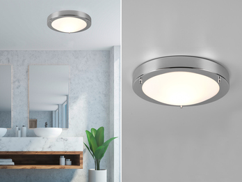 LED Bad Deckenleuchte in Chrom mit Glas Opal Weiß Badlampen, Ø 31,5cm