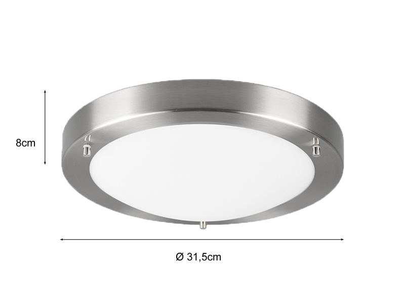 LED Bad Deckenleuchte in Silber mit Glas Opal Weiß Badlampen, Ø 31,5cm