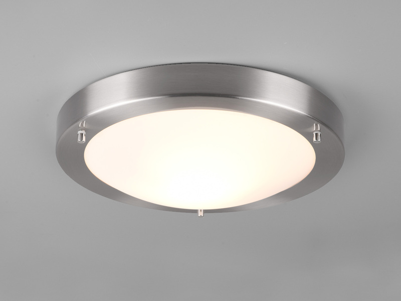 LED Bad Deckenleuchte in Silber mit Glas Opal Weiß Badlampen, Ø 31,5cm