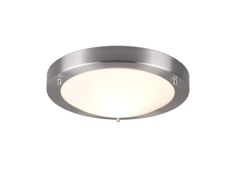 LED Bad Deckenleuchte in Silber mit Glas Opal Weiß Badlampen, Ø 31,5cm