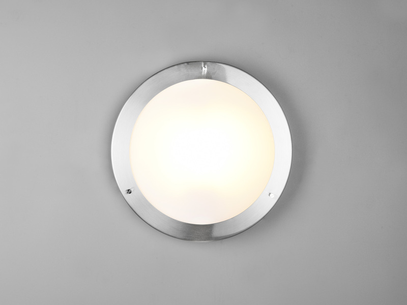 LED Bad Deckenleuchte in Silber mit Glas Opal Weiß Badlampen, Ø 31,5cm