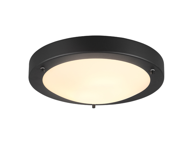 LED Bad Deckenleuchte in Schwarz mit Glas Weiß Badlampen, Ø 31,5cm