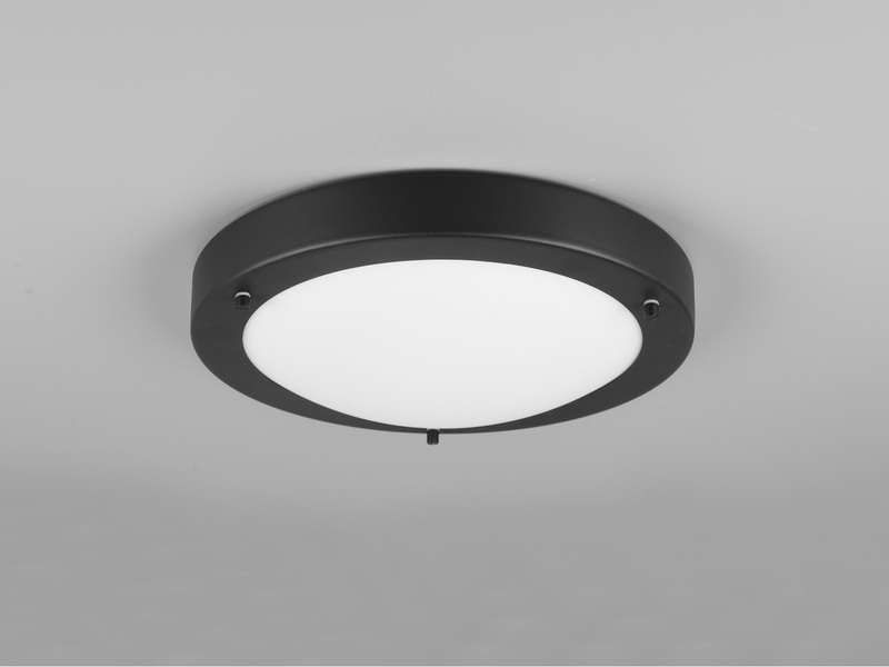 LED Bad Deckenleuchte in Schwarz mit Glas Weiß Badlampen, Ø 31,5cm