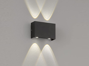 LED Außenwandleuchte NAIROBI Schwarz mit Up and Down Licht - 12cm breit