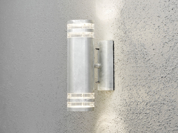 LED Design Außenwandleuchte Up-Down Höhe 30cm aus Stahl, Silber