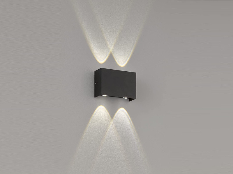 LED Außenwandleuchten 2er SET Schwarz mit Up Down Licht - 12cm breit