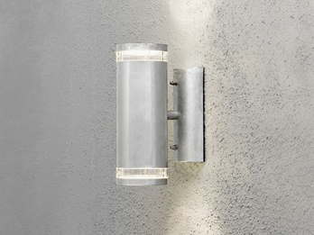 LED Design Außenwandleuchte Up-Down Höhe 24cm aus Stahl, Silber