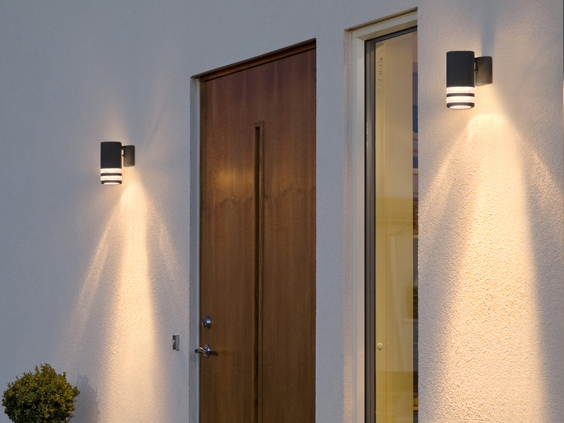 LED Design Außenwandleuchte Downlight aus Aluminium Höhe 15,5cm, Schwarz