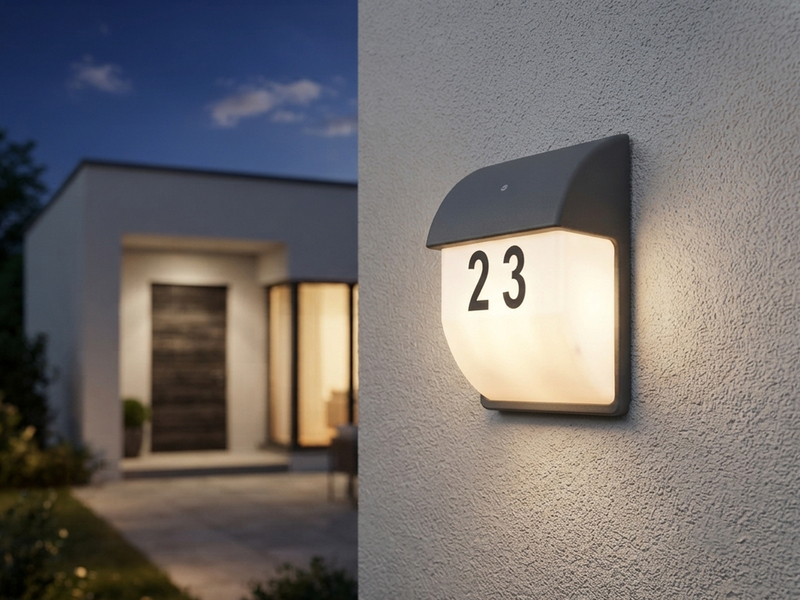 LED Hausnummernleuchte Anthrazit mit Dämmerungssensor, Höhe 27cm
