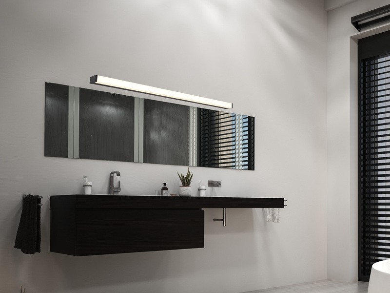 LED Badezimmer Wandleuchten 2er Set in Schwarz - Spiegelleuchten, Breite 120cm