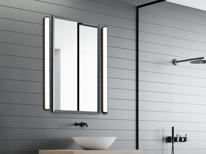 LED Badezimmer Wandleuchten 2er Set in Schwarz - Spiegelleuchten, Breite 120cm