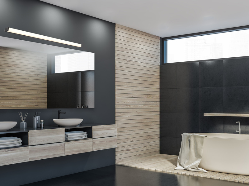 LED Badezimmer Wandleuchten 2er Set in Schwarz - Spiegelleuchten, Breite 120cm