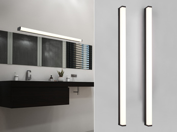 LED Badezimmer Wandleuchten 2er Set in Schwarz - Spiegelleuchten, Breite 120cm