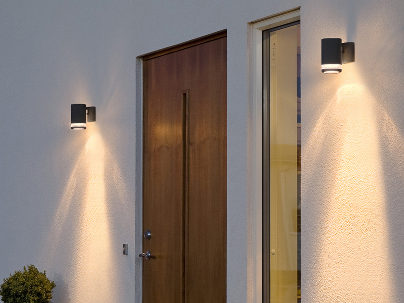 LED Design Außenwandleuchte Downlight aus Aluminium Höhe 13cm, Schwarz