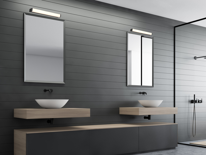 LED Badezimmer Wandleuchten 2er Set in Schwarz - Spiegelleuchten, Breite 42,5cm