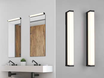 LED Badezimmer Wandleuchten 2er Set in Schwarz - Spiegelleuchten, Breite 42,5cm