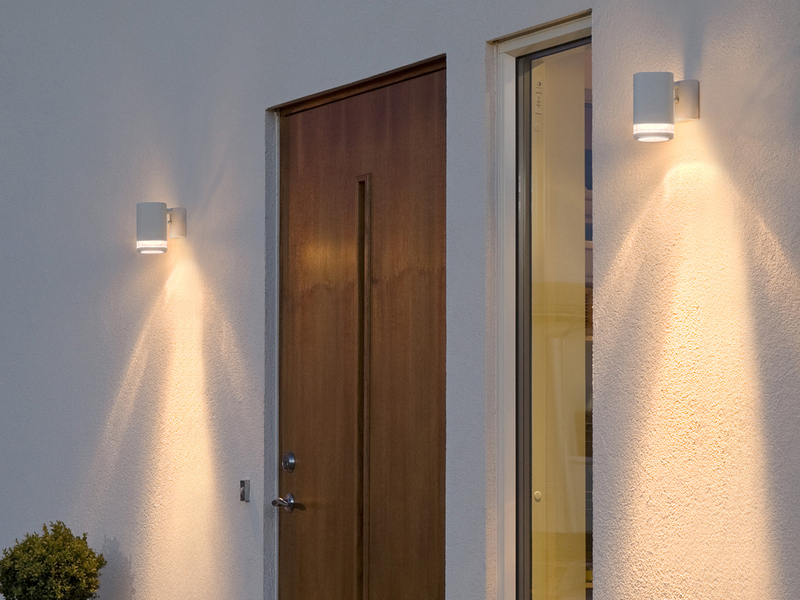 LED Design Außenwandleuchte Downlight aus Aluminium Höhe 13cm, Weiß