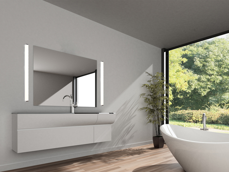 LED Badezimmer Wandleuchten 2er Set in Chrom - Spiegelleuchten, Breite 80cm