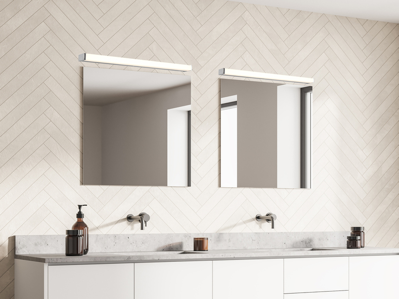 LED Badezimmer Wandleuchten 2er Set in Chrom - Spiegelleuchten, Breite 80cm