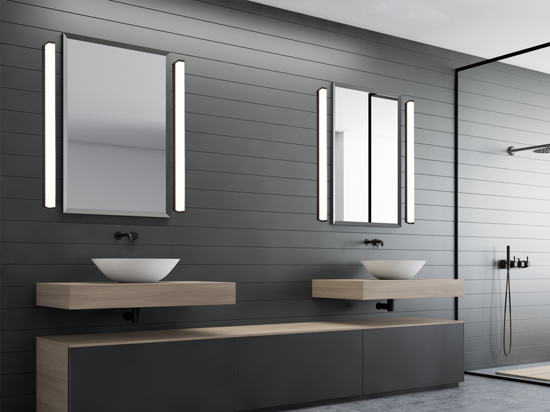 LED Badezimmer Wandleuchten 2er Set in Schwarz - Spiegelleuchten, Breite 80cm