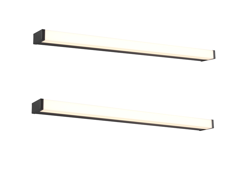 LED Badezimmer Wandleuchten 2er Set in Schwarz - Spiegelleuchten, Breite 80cm