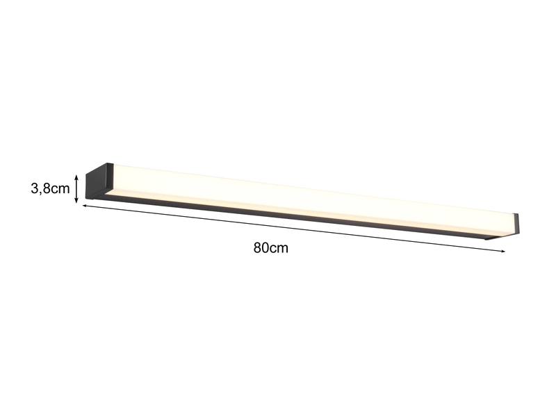 LED Badezimmer Wandleuchten 2er Set in Schwarz - Spiegelleuchten, Breite 80cm