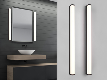 LED Badezimmer Wandleuchten 2er Set in Schwarz 80cm - Spiegelleuchte