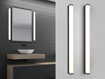 LED Badezimmer Wandleuchten 2er Set in Schwarz - Spiegelleuchten, Breite 80cm