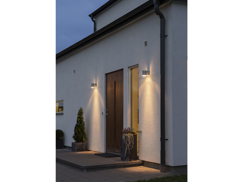 LED Design Außenwandleuchte Downlight aus Stahl Höhe 13cm, Silber