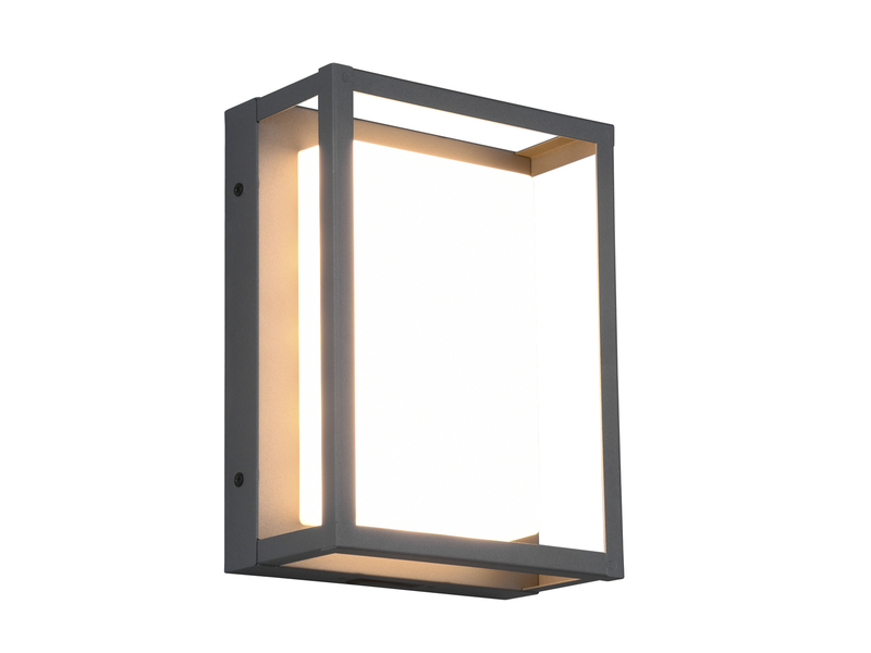 LED Außenwandleuchte WITHAM mit Metall Rahmen Anthrazit, Höhe 24cm