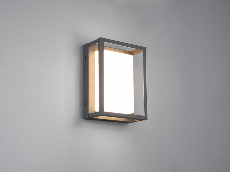 LED Außenwandleuchte WITHAM im Bauhaus Stil, Anthrazit, 18cm breit