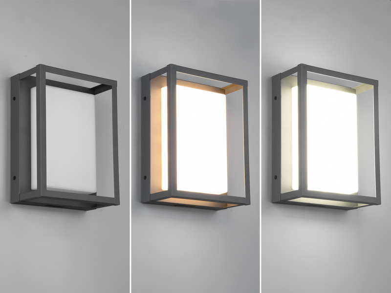 LED Außenwandleuchte WITHAM mit Metall Rahmen Anthrazit, Höhe 24cm