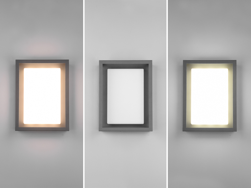 LED Außenwandleuchte WITHAM mit Metall Rahmen Anthrazit, Höhe 24cm