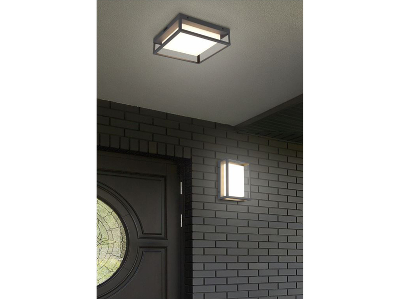LED Außenwandleuchte WITHAM mit Metall Rahmen Anthrazit, Höhe 24cm