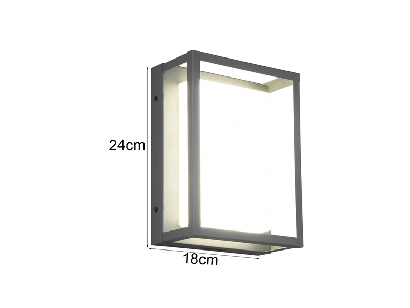 LED Außenwandleuchte WITHAM mit Metall Rahmen Anthrazit, Höhe 24cm