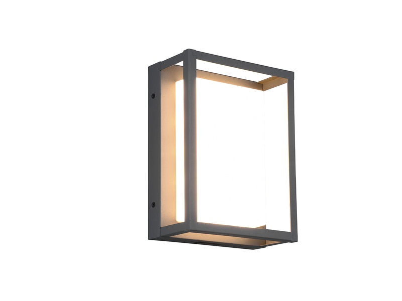 LED Außenwandleuchte WITHAM mit Metall Rahmen Anthrazit, Höhe 24cm