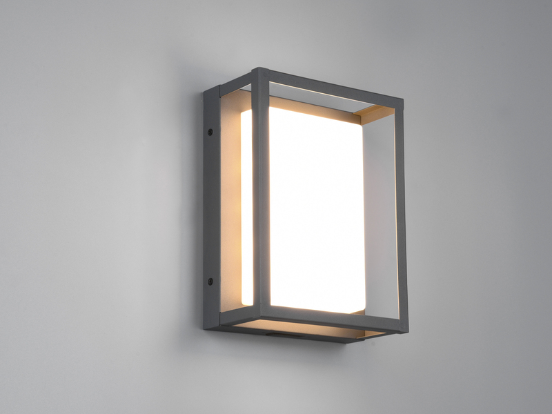 LED Außenwandleuchte WITHAM mit Metall Rahmen Anthrazit, Höhe 24cm