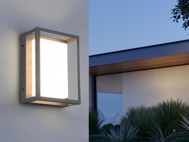 LED Außenwandleuchte WITHAM mit Metall Rahmen Anthrazit, Höhe 24cm
