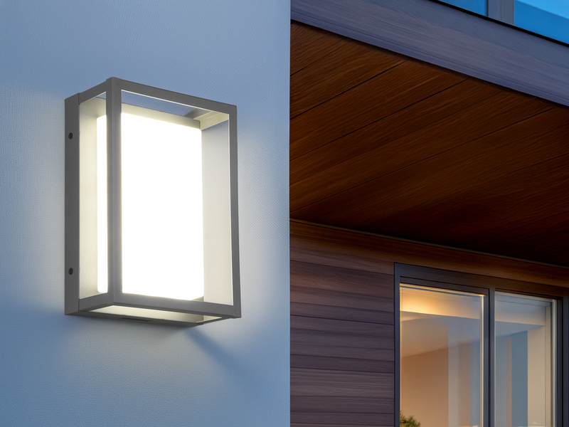 LED Außenwandleuchte WITHAM mit Metall Rahmen Anthrazit, Höhe 24cm
