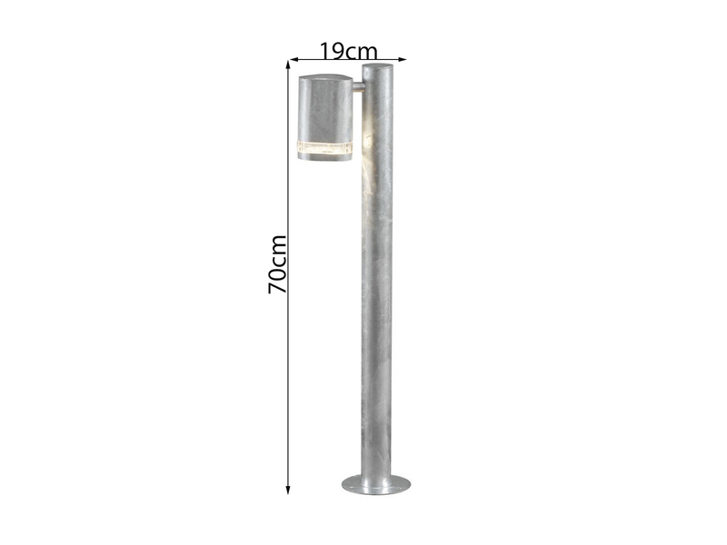 Design LED Wegeleuchte aus Stahl, Downlight Höhe 70cm, Silber