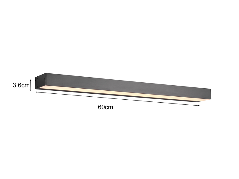 LED Badezimmer Wandleuchte ROCCO Schwarz 60cm - Up-Down Spiegelleuchte