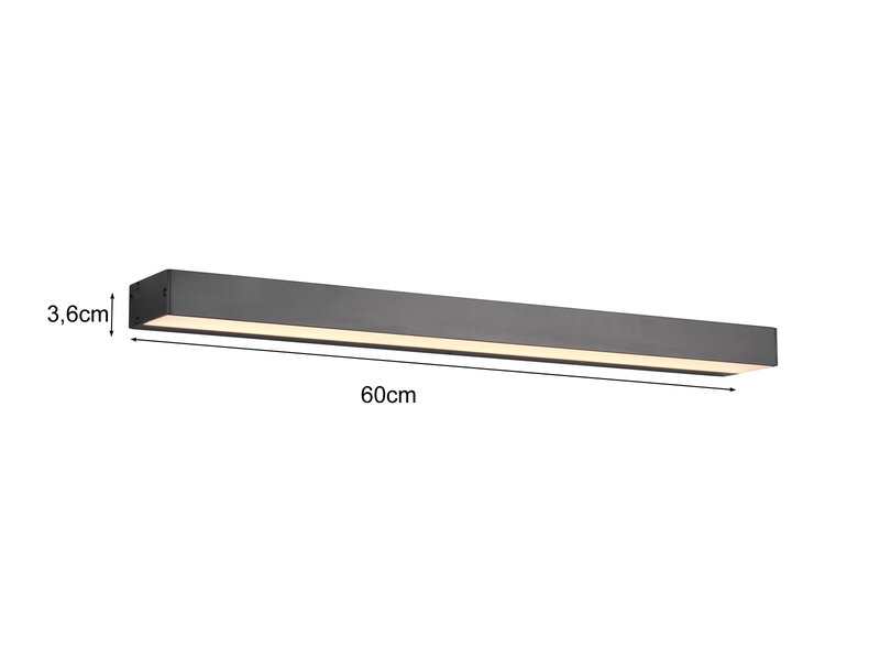 LED Badezimmer Wandleuchte ROCCO Schwarz - Up-Down Spiegelleuchte, Breite 60cm