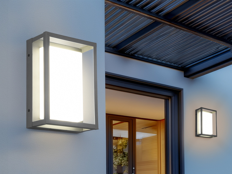 LED Außenwandleuchte 2er SET im Bauhaus Stil, Anthrazit, 18cm breit