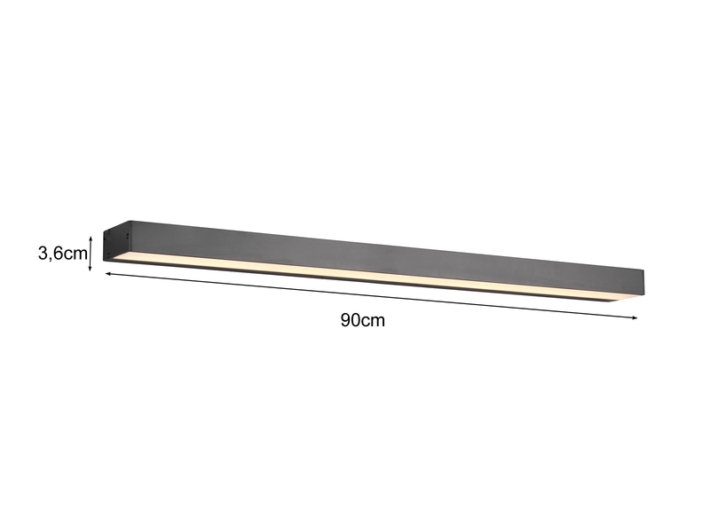 LED Badezimmer Wandleuchte ROCCO Schwarz 90cm - Up-Down Spiegelleuchte