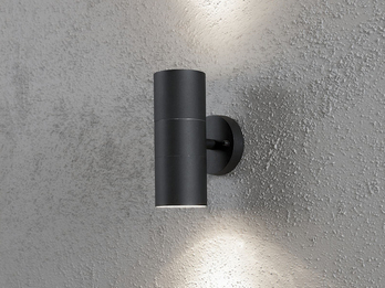 Moderne LED Up-Down Außenwandleuchte, Höhe 19,5cm, Aluminium Schwarz