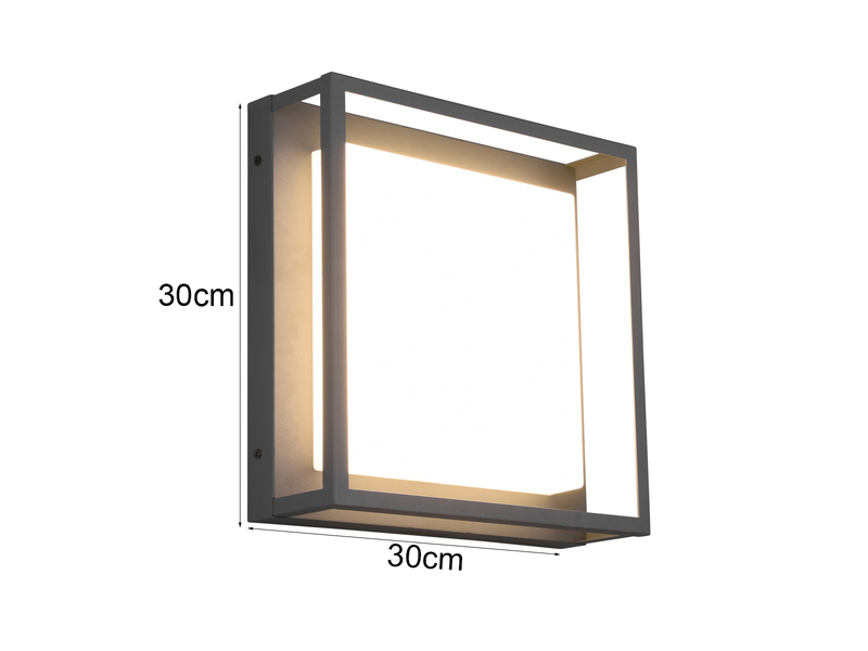 LED Außen Deckenleuchte WITHAM mit Metall Rahmen Anthrazit 30 x 30cm