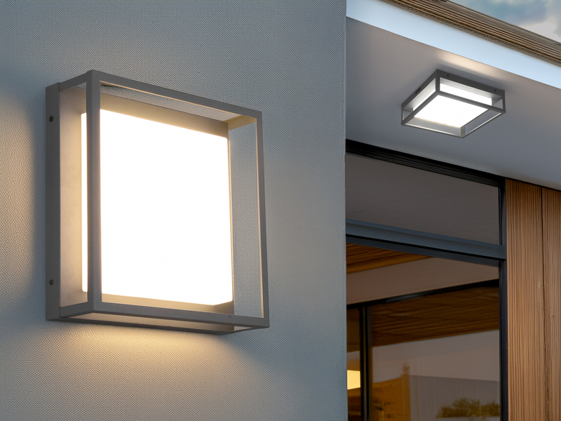 LED Außen Wand- Deckenleuchten 2er SET im Bauhaus Stil, Anthrazit, 30cm breit