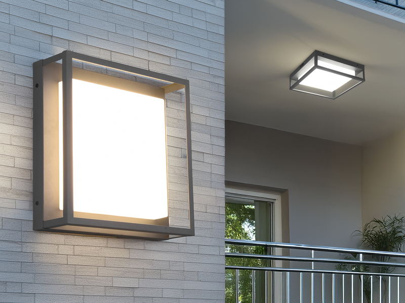 LED Außen Wand- Deckenleuchten 2er SET im Bauhaus Stil, Anthrazit, 30cm breit