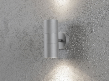 Moderne LED Up-Down Außenwandleuchte, Höhe 19,5cm, Aluminium Grau